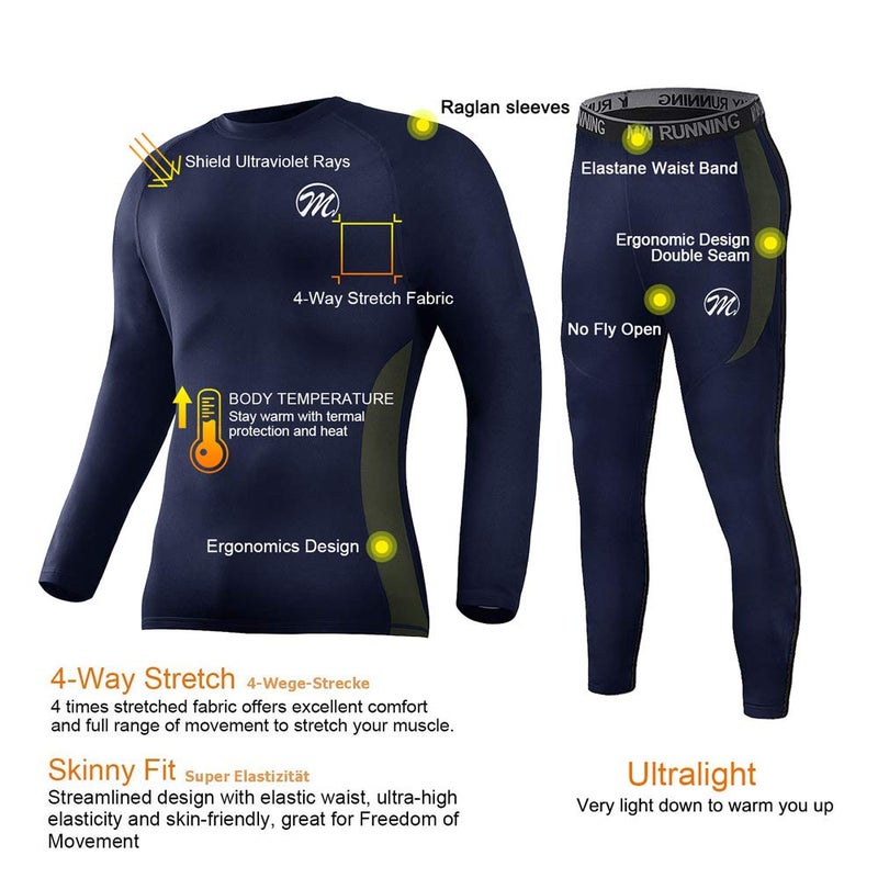 MEETWEE mens Men's Thermal Underwear Set Compression Pants, Blue, Medium US - Image 5